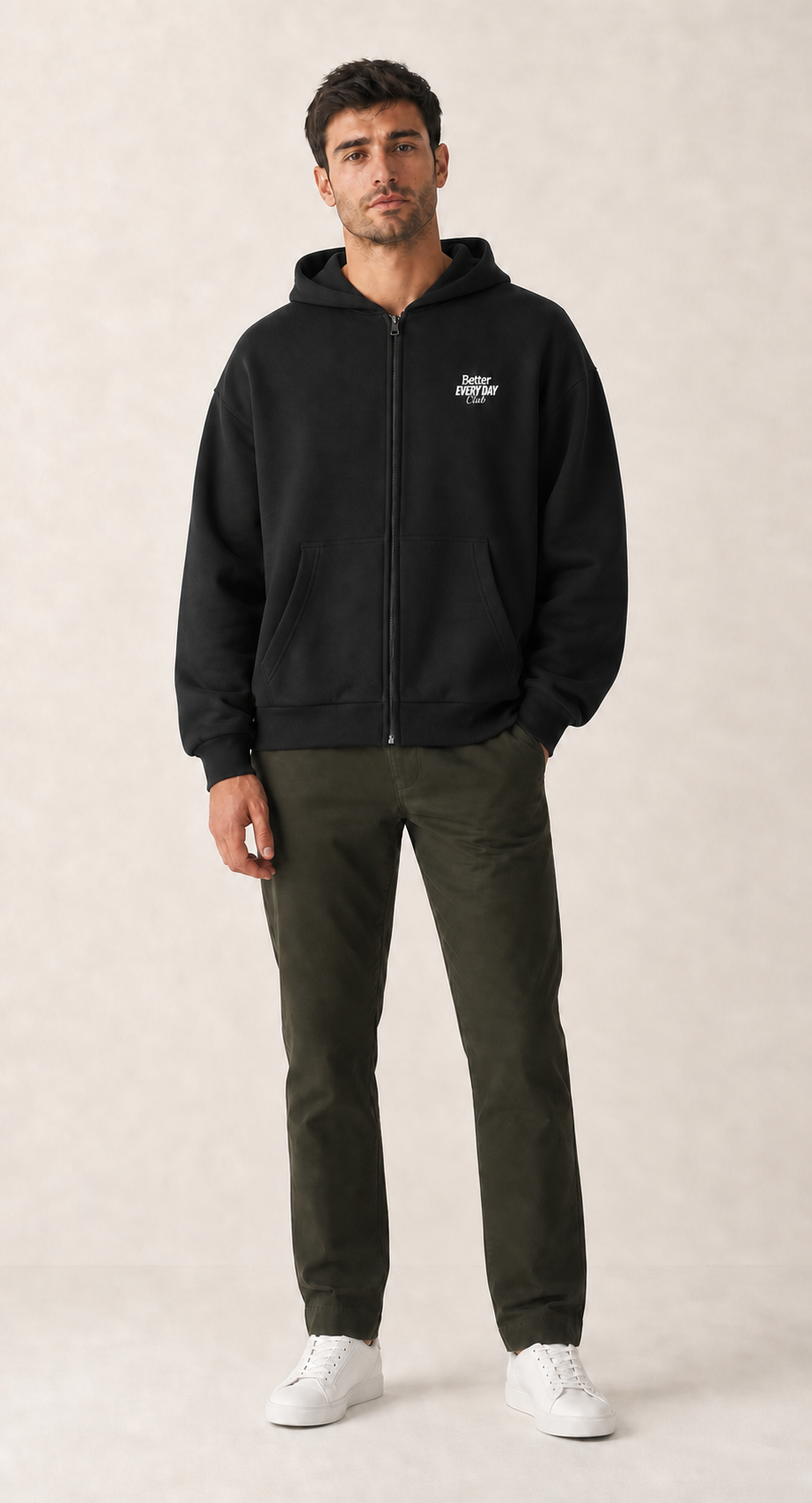Herren Oversize Zipper Hoodie Better Every Day Club (Blue)