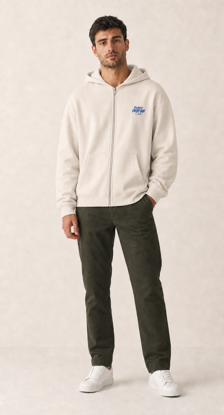 Herren Oversize Zipper Hoodie Better Every Day Club (Blue)