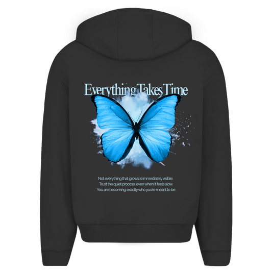 Everything Takes Time Oversize Zipper Herren Hoodie
