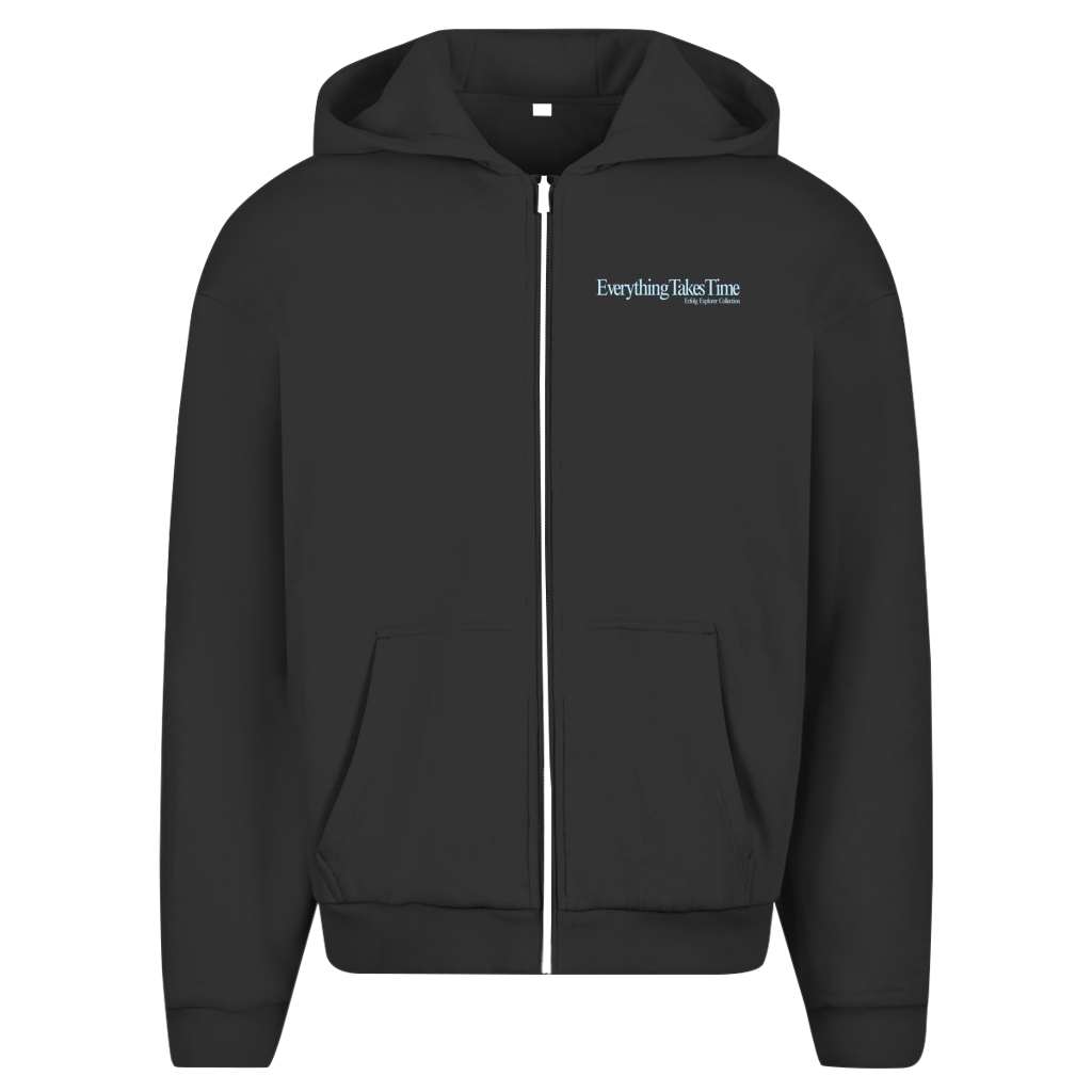 Everything Takes Time Oversize Zipper Herren Hoodie